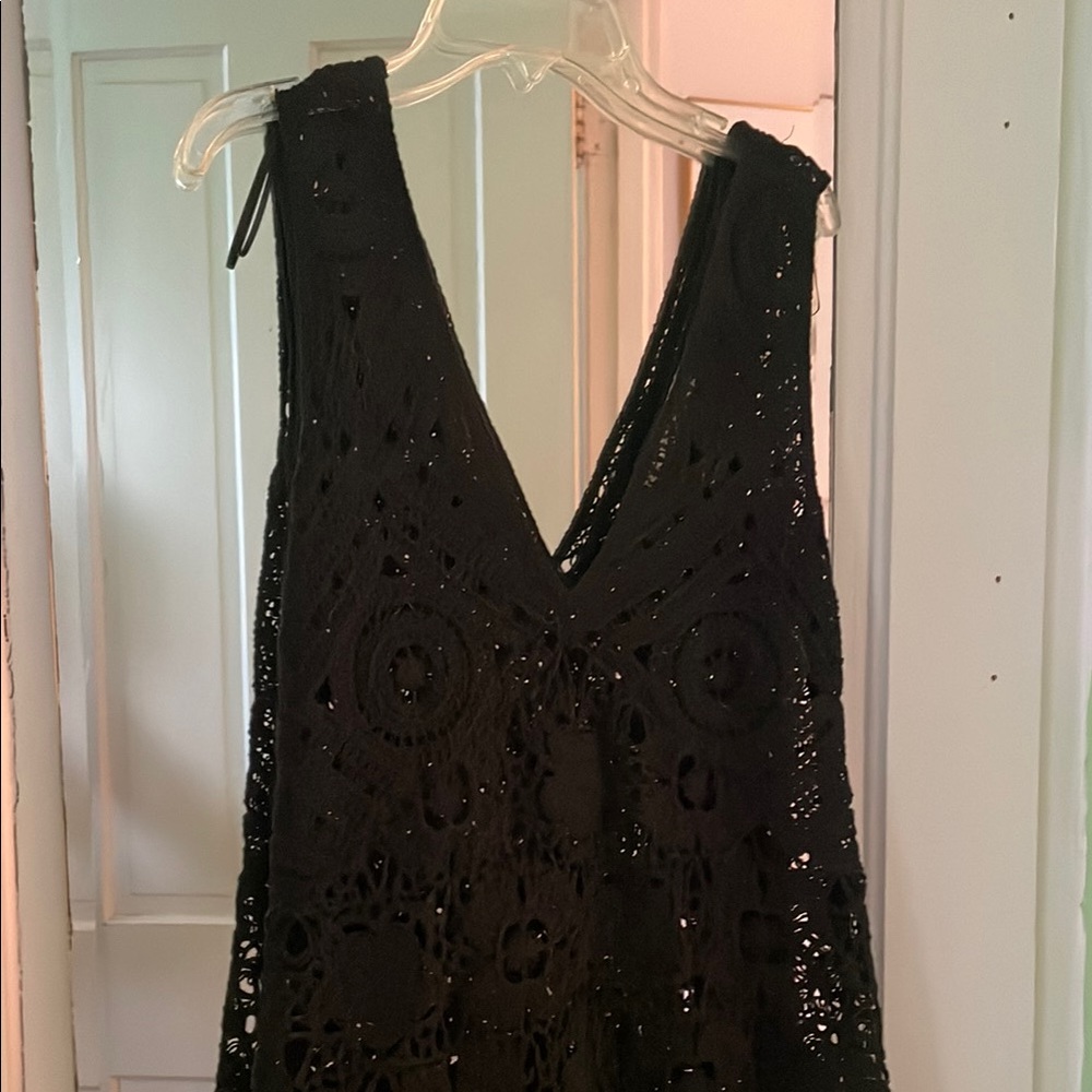 Black Crochet Sleeveless Dress